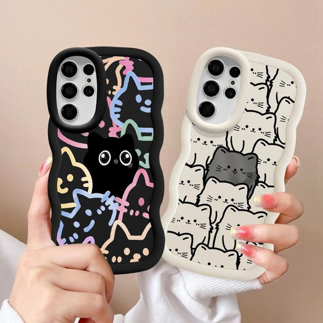 Niedliche Cartoon Katze Weiche Handyhülle für Samsung Galaxy S20 S21 S22 S23 S24 S25 Ultra und A-Serie in Multicolour - Bild 1
