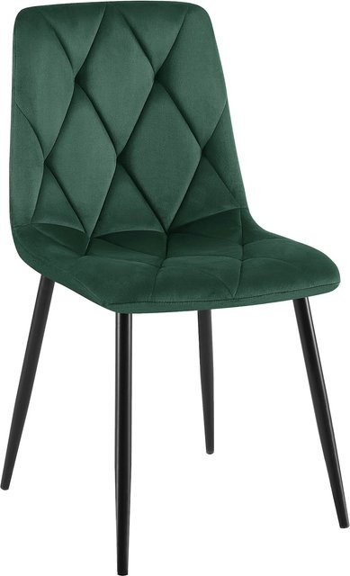 CLP Esszimmerstuhl Clairton gepolstert mit gestepptem Velvet-Bezug und schwarzem Metallgestell - Bild 1