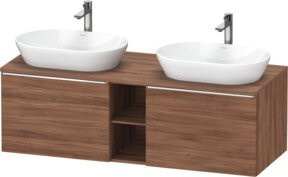 Duravit Waschtischunterschrank D-Neo Wandhängend Nussbaum Natur mit Chrom-Details B/T: 140 x 55 cm - Bild 1