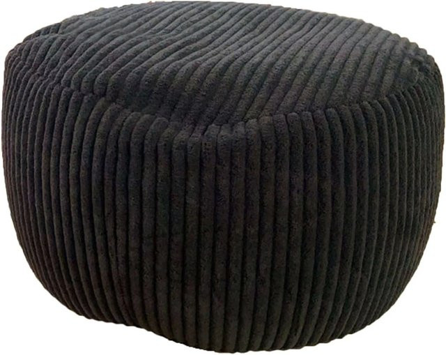 Relaxdays Softbody Pouf im Boho-Design aus Cord in Schwarz, B/H: 35 x 50 cm - Bild 1