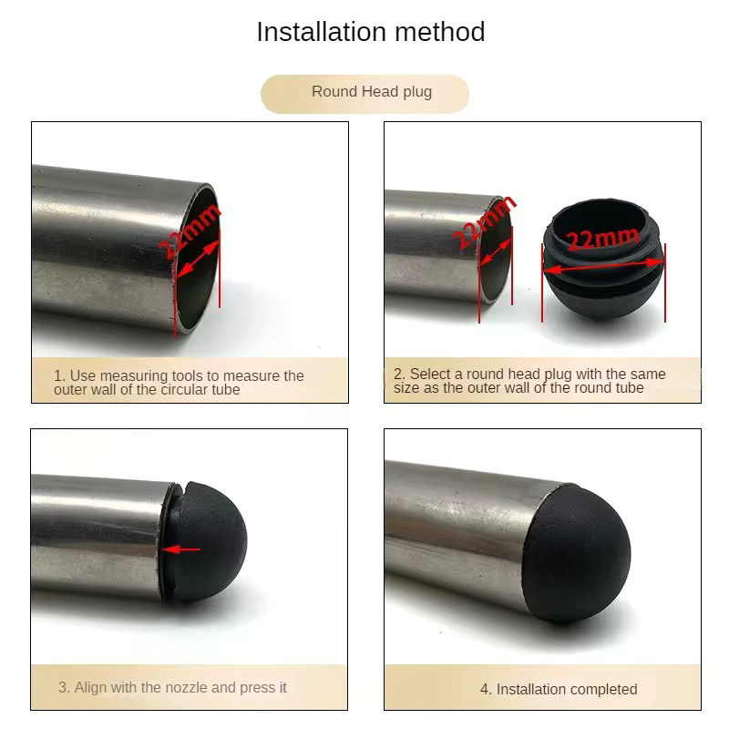 16er Set Runde Rohrstopfen aus Kunststoff in Schwarz für Stuhlbeine und Möbel zur Bodenprotektion, Durchmesser: 13-38 mm - Bild 4