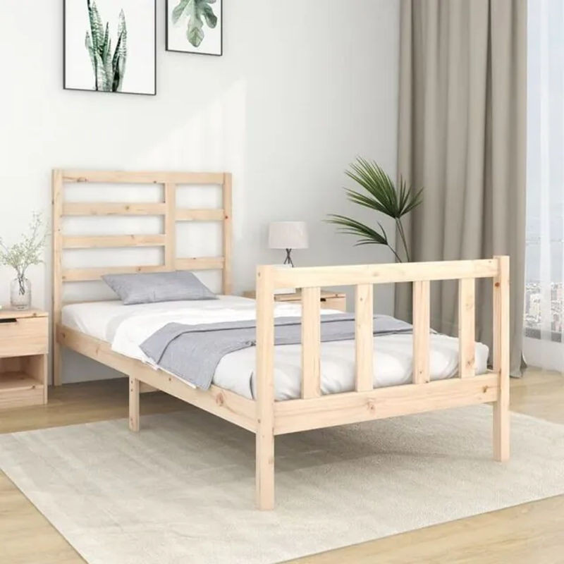 Massivholzbett Vidaxl aus Kiefer in Braun, Modernes Skandinavisches Design, B/T: 75 x 190 cm - Bild 1