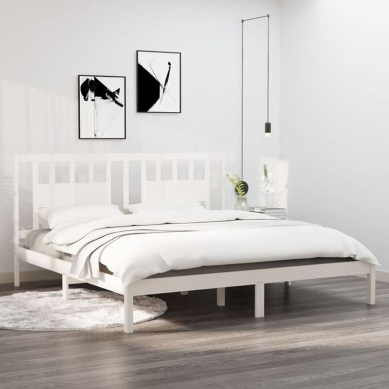 Massivholzbett aus Kiefer in Weiß von Vidaxl im Landhausstil und minimalistischem Design, B/T: 200 x 200 cm - Bild 1