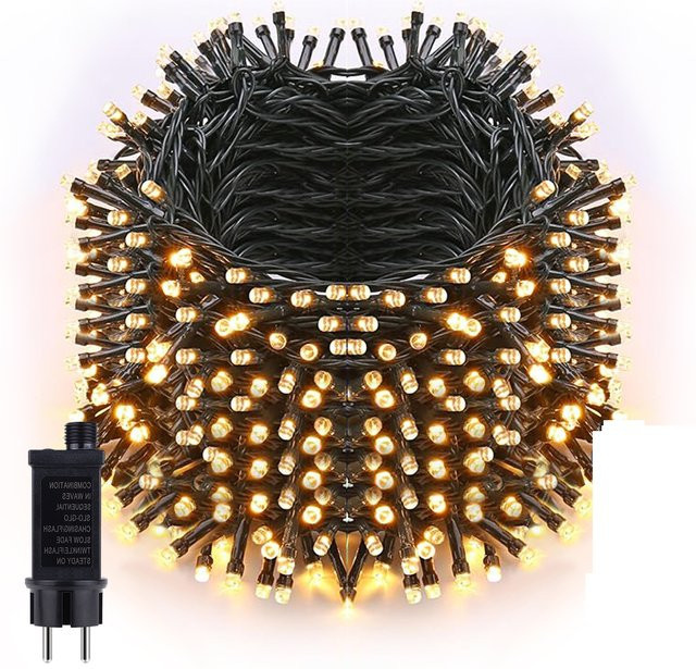 Lcamaw LED Lichterkette Warmweiß Schwarz Wasserdicht für Weihnachten Hochzeit Party und Outdoor Dekoration - Bild 1