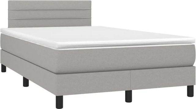 vidaXL Boxspringbett Hybrid mit Matratze und LED-Unterbettbeleuchtung sowie USB-Ladeport, Hellgrau, B: 120 cm, T: 200 cm, H: 78 cm - Bild 1