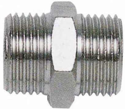 Aerotec Druckluft-Doppelnippel aus Edelstahl in Silber, 1/4 Zoll AG x 1/4 Zoll AG - Bild 1