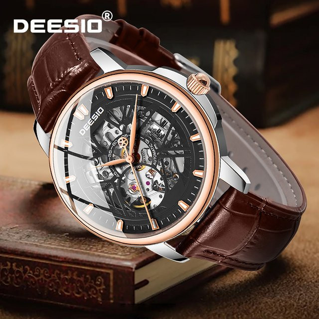 Deesio Armbanduhr, Automatik, Edelstahlgehäuse, Lederarmband, Herren - Bild 1