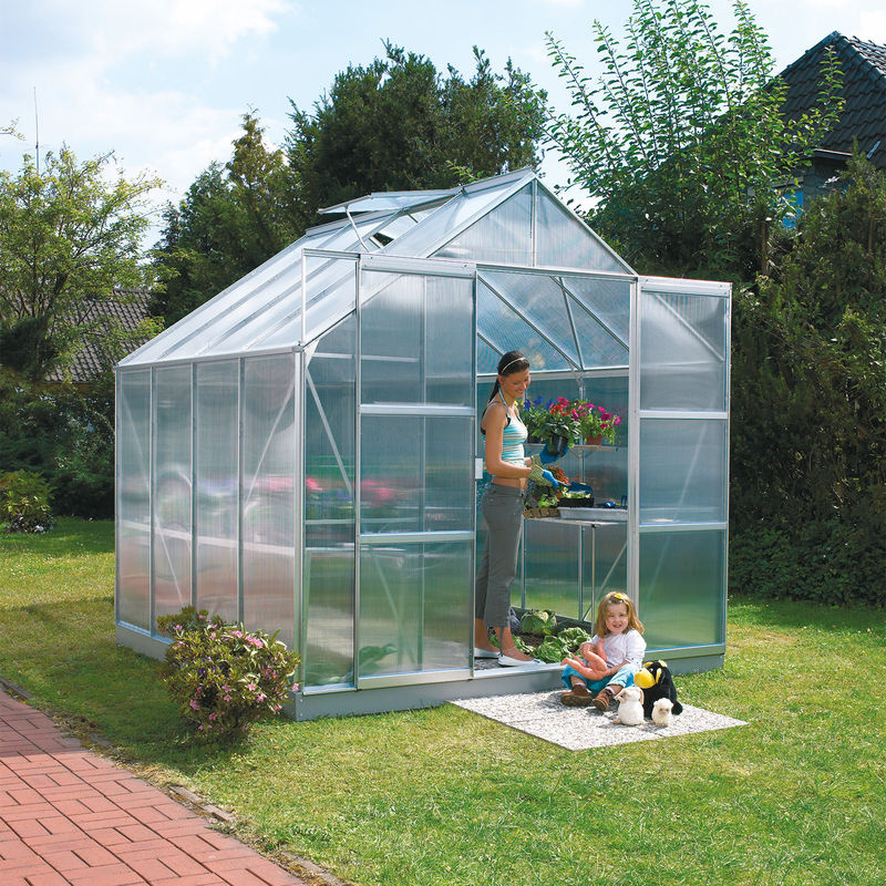 Vitavia Gewächshaus Uranus mit 6,7 m² Fläche, silberfarbenes Aluminium und 6 mm Polycarbonat-Verglasung - Bild 2