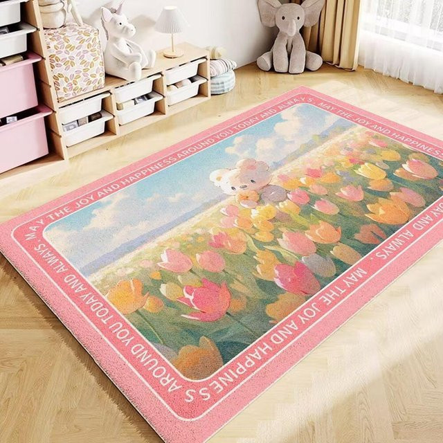 Cartoon Imitation Kaschmir Teppich mit Tier-Motiv, pflegeleicht und rutschfest, B/T: 140 x 200 cm, Mehrfarbig - Bild 1