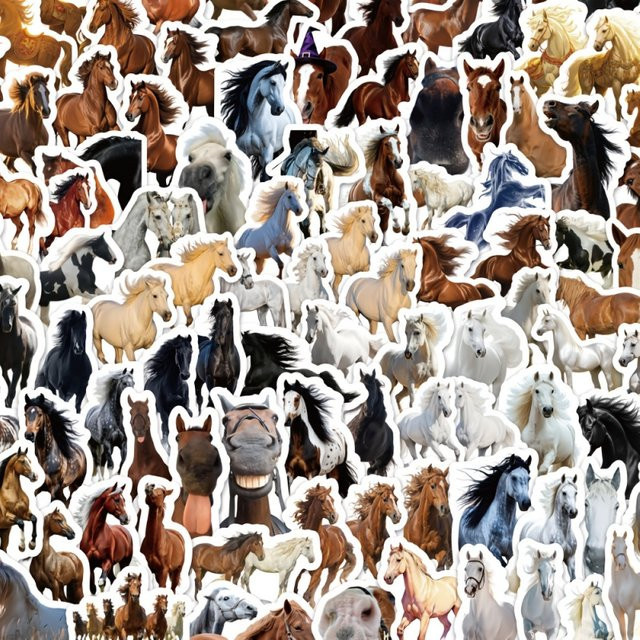 100 Stück realistische Pferde-Aufkleber in Multicolour für deinen Desktop-Planer - Bild 1