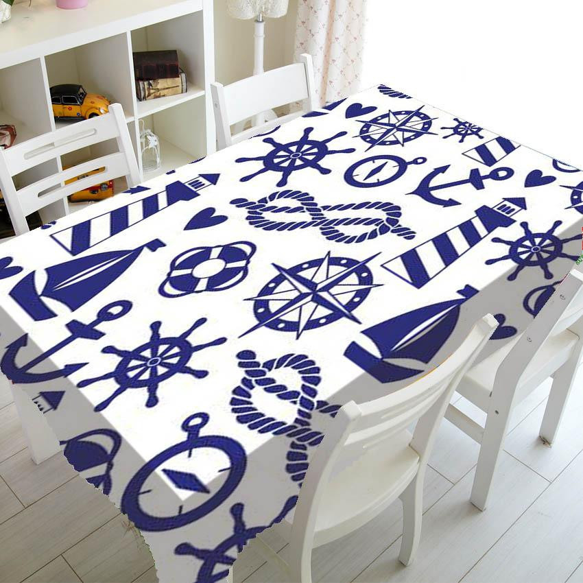 Super Six Tischdecke mit blau-weißen Streifen, wasserabweisend und waschbar, Rechteck, B: 140 cm, T: 180 cm - Bild 1