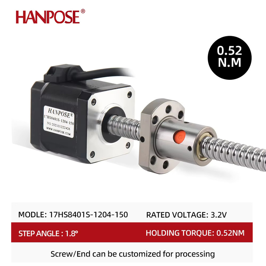 HANPOSE 3er Set Nema17 Schrittmotor 17HS8401S-SFU1204 mit 42 Kugelumlaufspindel und Linearführung für Mini CNC und 3D-Drucker, Längen: 150 mm, 250 mm, 350 mm - Bild 2