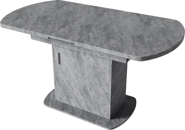 okwish Ausziehbarer Esstisch in Grau mit silbernen Griffen, B/T: 130 x 70 cm - Bild 1