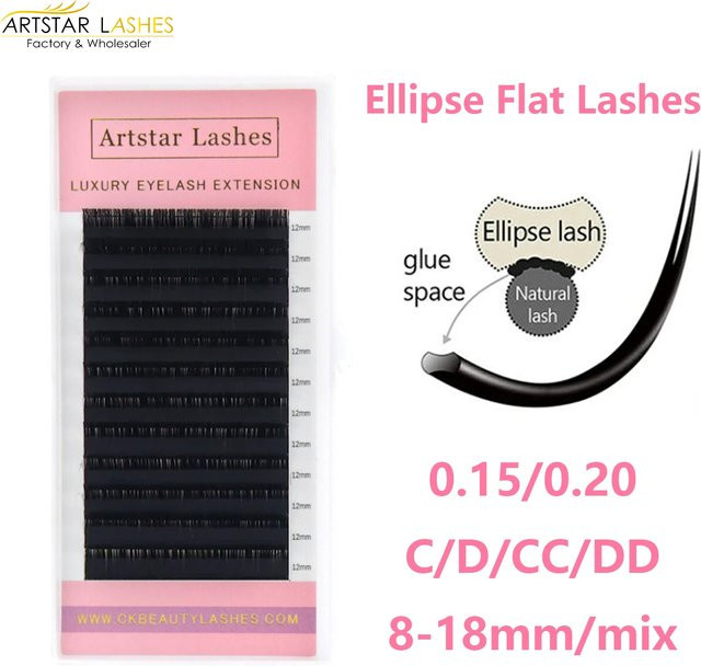 ARTSTAR Wimpernverlängerung Ellipse, Flache Wimpern, C D CC DD Curl, 8–18 mm, matt, Unisex - Bild 1