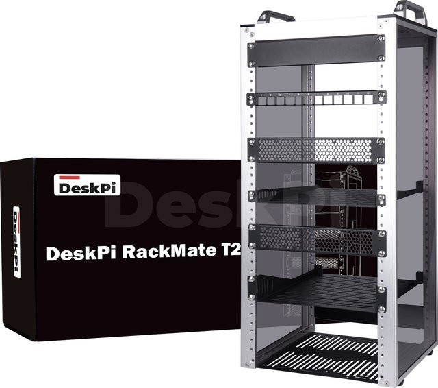 DeskPi RackMate T2 Light Version 10-Zoll 12U Serverschrank für Netzwerk, Server, Audio- und Videogeräte in Schwarz - Bild 1