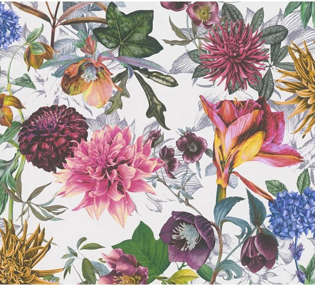 A.S. Création Vliestapete Blumenoptik Floral Matt in Lila Weiß - Bild 1