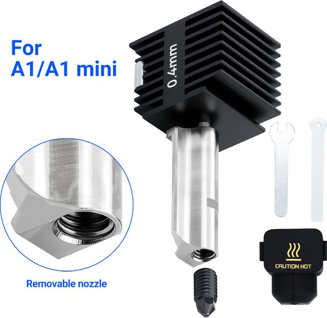Bambu Lab A1 Mini Hotend-Kit mit gehärteten Stahl-Düsen (0,2/0,4/0,6/0,8 mm) für FDM 3D-Drucker - Bild 1