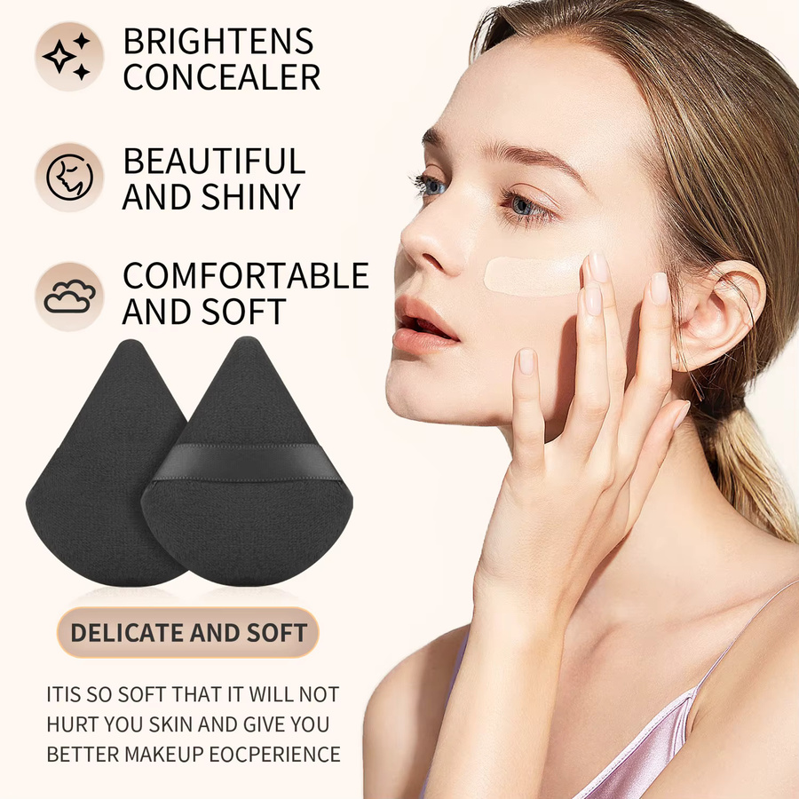 Ronshadow Pinselset, 6-teilig, Schwarz, für Gesicht und Augen, mit 2 Puderquasten und 2 Schwämmen, Unisex - Bild 3