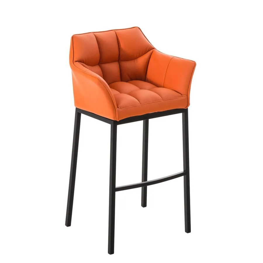 DELUKE Barhocker GIBEL Barstuhl aus Kunstleder in Orange mit Lehne, B/T/H: 64 x 48 x 110 cm - Bild 2