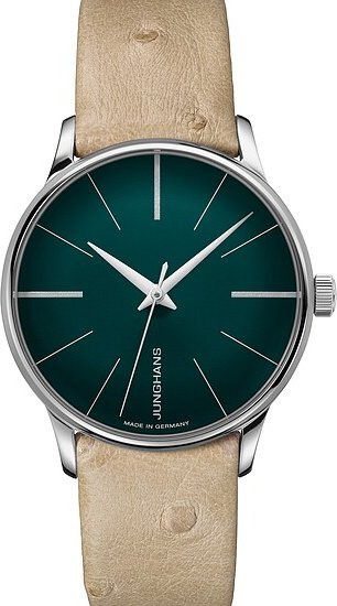 Junghans Armbanduhr Automatik, Edelstahl, Grün, Leder, 33,1 mm, Damen - Bild 1