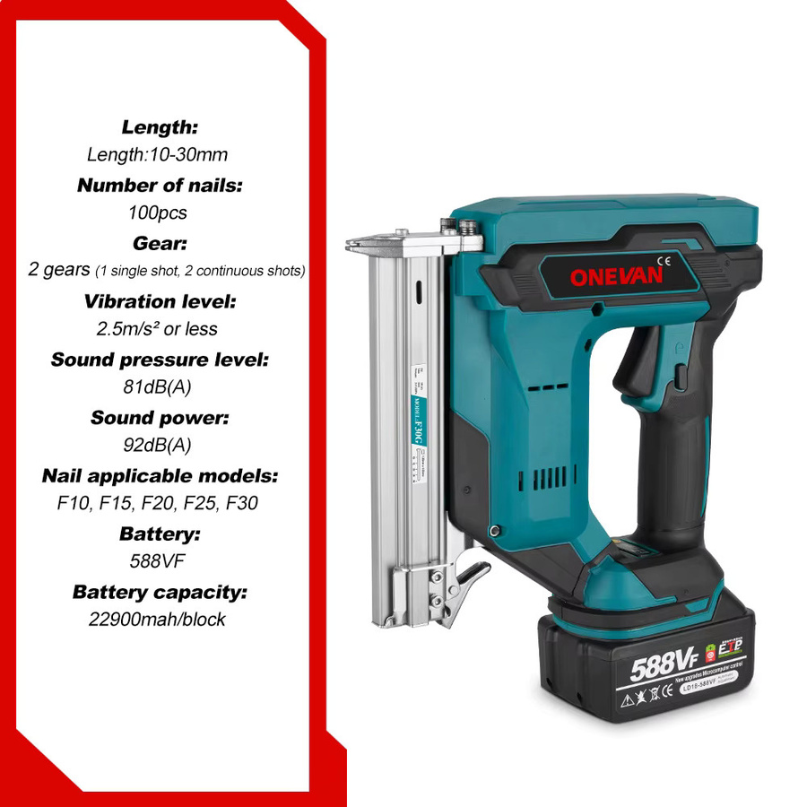 ONEVAN F30G Bürstenlose elektrische Nagelpistole Cordless Nagler kompatibel mit Makita Akku - Bild 6