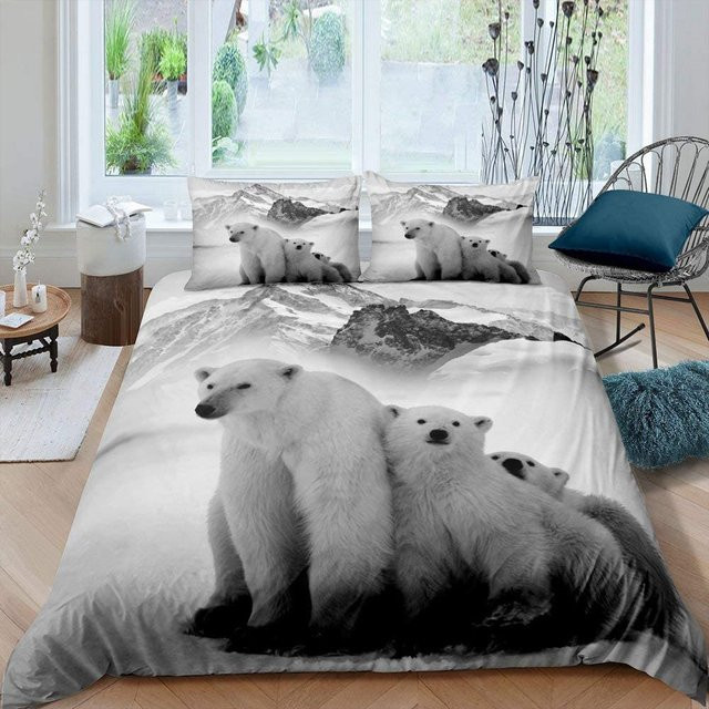 Bettwäsche-Set mit Eisbär-Motiv von Binchi Outdoor Product aus Mikrofaser, Weiß, B/H: 135 x 200 cm - Bild 1