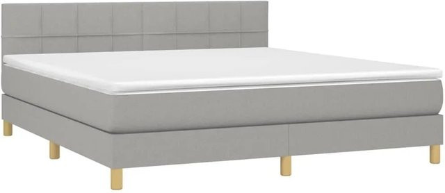 vidaXL Boxspringbett mit Matratze in Hellgrau, Hybridbett mit LED-Unterbettbeleuchtung und USB-Ladeport, B/T/H: 180 x 200 x 78 cm - Bild 1