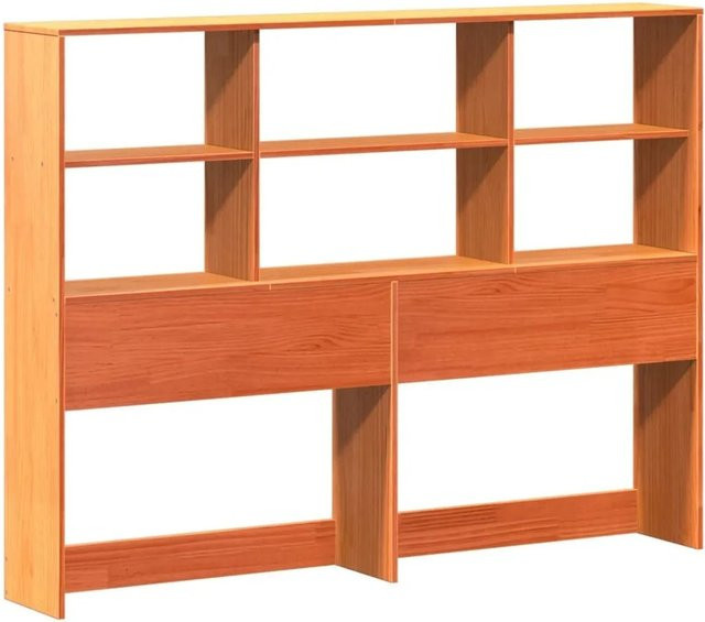 vidaXL Kopfteil aus Massivholz Kiefer mit integriertem Stauraum, Wachsbraun, B/H/T: 141 x 110 x 23 cm - Bild 1