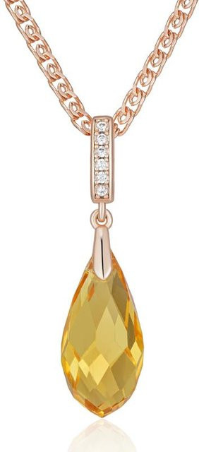Halskette Kupfer, Roségold, Kristallanhänger, Zirkonia, Damen, Vintage - Bild 1