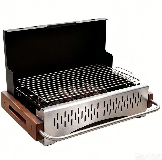 HOMAVO Holzkohlegrill für Camping aus Edelstahl B: 38,15 cm, H: 20,95 cm - Bild 1