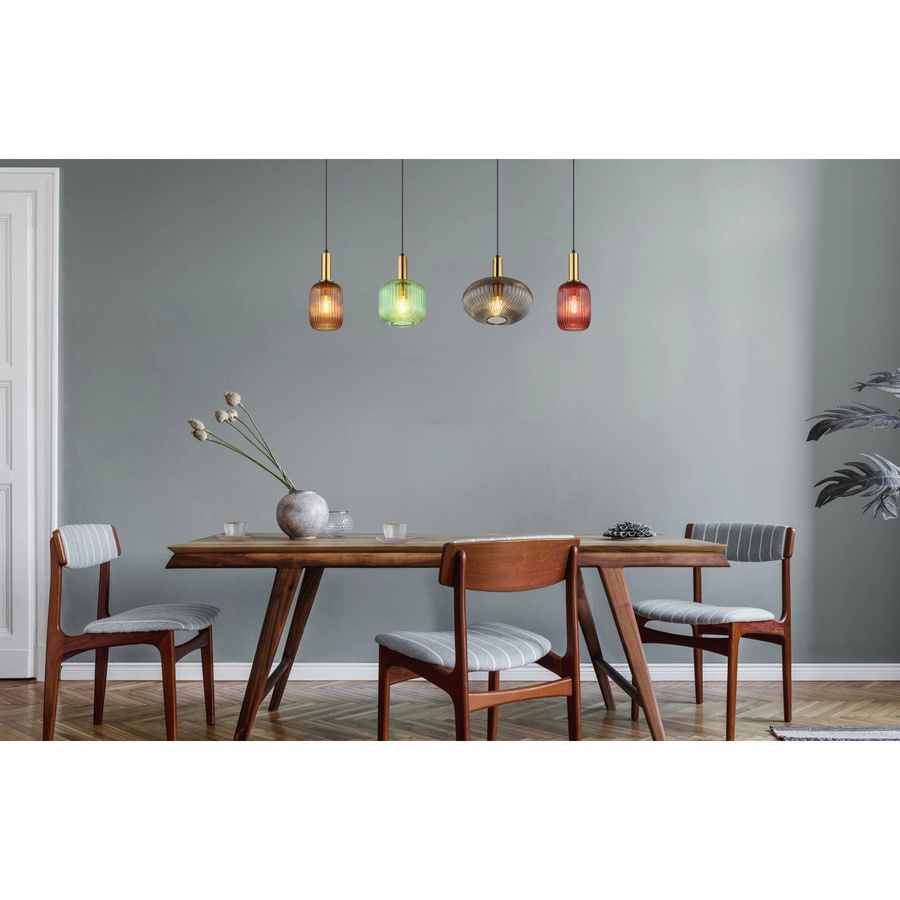 Globo Pendelleuchte Normy 4-flammig in Messingfarben mit Glasschirmen, Höhe: 120 cm, Breite: 115 cm, Tiefe: 30 cm - Bild 2