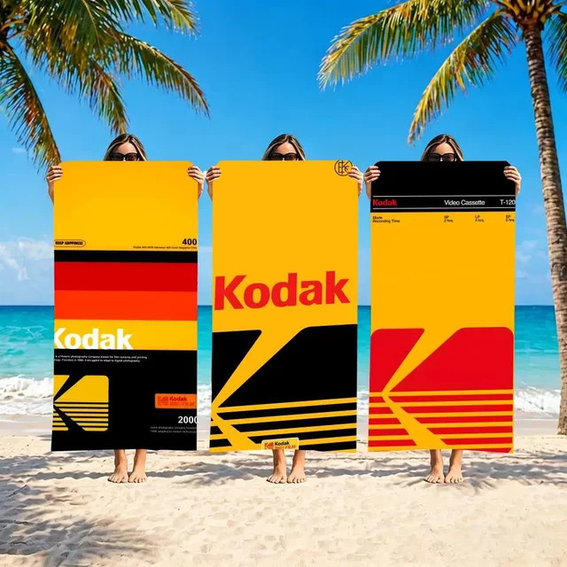 Kodak Mikrofaser Strandtuch schnelltrocknend in Weiß und Gelb für Camping, Sport und Reisen - Bild 1