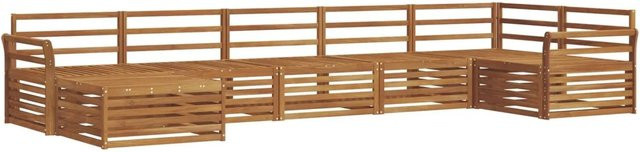 vidaXL Sofagarnitur 7-teilig aus Massivholz Akazie in Natur Braun im L-Shape Design mit Latten-Design - Bild 1