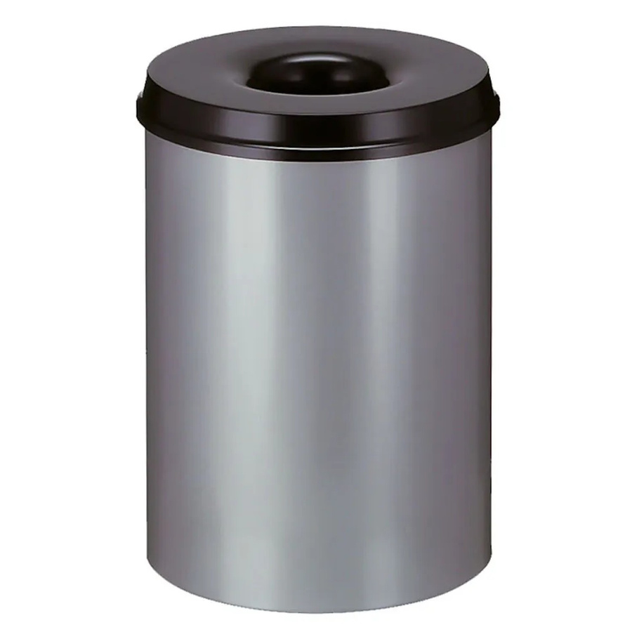 PROREGAL Selbstlöschender Papierkorb und Abfallsammler aus Metall, 30 Liter, Farbe: Grau und Schwarz, H x Ø: 47 x 33,5 cm - Bild 2