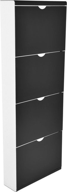 Schuhschrank DELUKE EDDI mit 4 Kippladen in Schwarz, Höhe: 138 cm, Breite: 51 cm, Tiefe: 51 cm - Bild 1