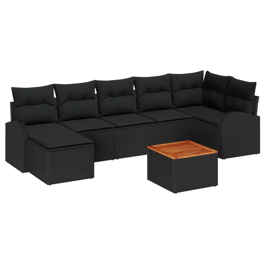 vidaXL Garten-Sofa-Set 8-teilig aus Polyrattan in Schwarz mit Stauraum und Auflagen - Bild 2