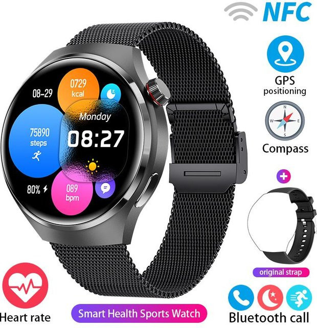 Smartwatch GT4 Pro, Herren, Schwarz, Kunststoff, NFC, IP67 Wasserdicht - Bild 1