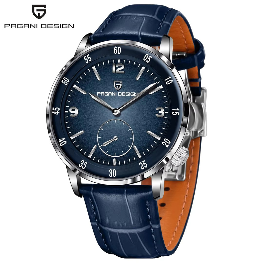 Pagani Design Automatik-Armbanduhr, Edelstahl, Blau, Leder, 42 mm, Herren - Bild 5