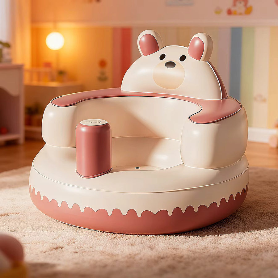 Aufblasbarer Babystuhl zum Sitzenlernen und Spielen in Gelb und Pink - Bild 2