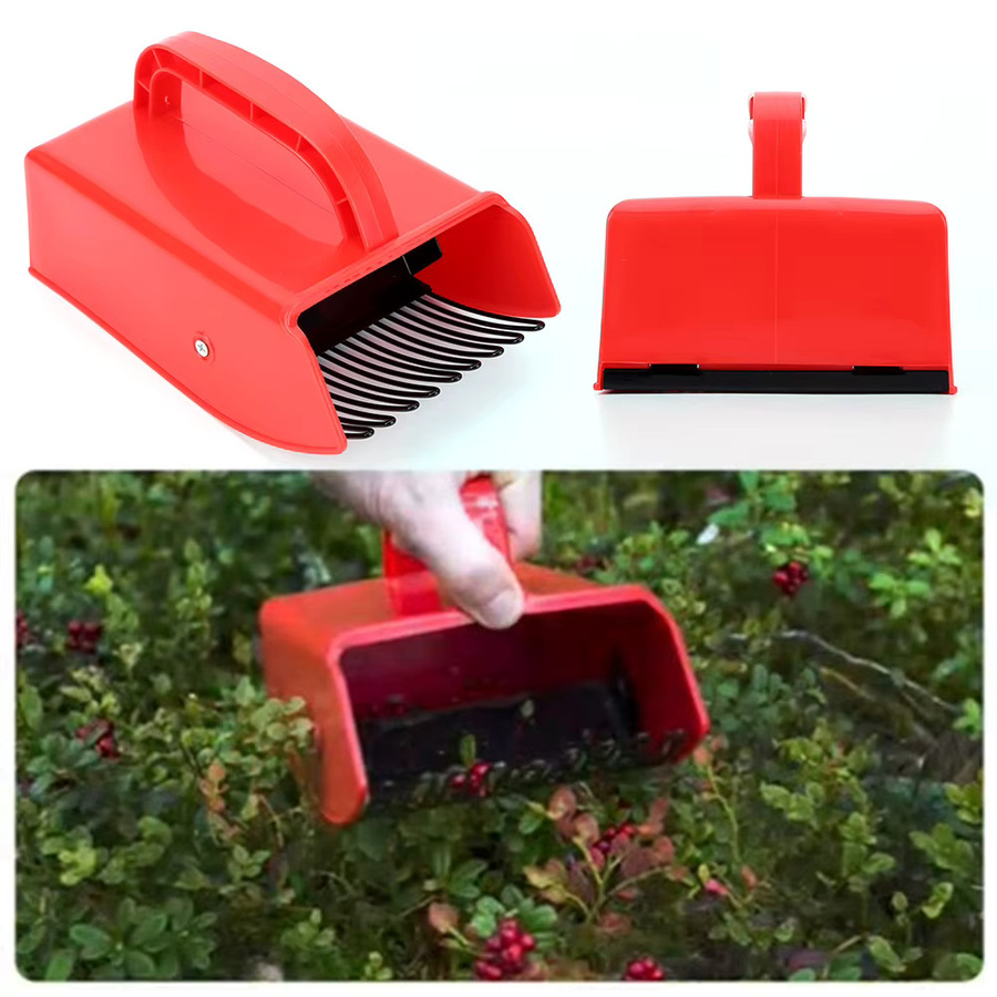 Alloet Berry Picker Beerenpflücker mit Metall- und Kunststoffkamm in Rot - Bild 4