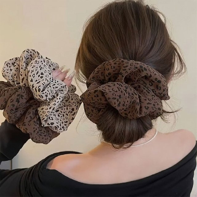 Scrunchie mit Vintage-Leopardenmuster, Damen und Mädchen - Bild 1