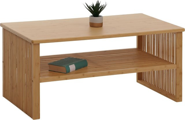 MCW Bambus Couchtisch N80 in Braun mit Ablagefach, B/T/H: 97 x 46 x 55 cm - Bild 1