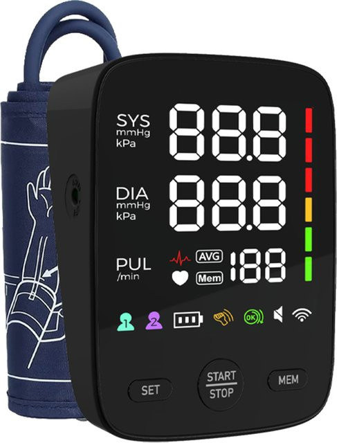 Kingclinic Automatisches Oberarm-Blutdruckmessgerät mit LED-Backlit-Display und 2x120 Speicherplätzen inklusive verstellbarer Manschette - Bild 1