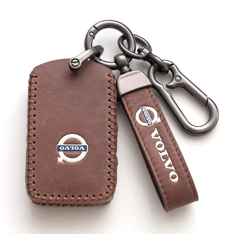 Leder Schlüsselhülle für Volvo Smart Remote Key Case in Braun für XC60 XC40 XC90 S90 V60 S60 V90 C40 Polestar 1 Polestar 2 - Bild 3