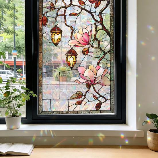 Begonie Sichtschutzfolie Yvonne Retro-Textur, bunt, klebstofffrei für Fenster und Glas im Badezimmer - Bild 1