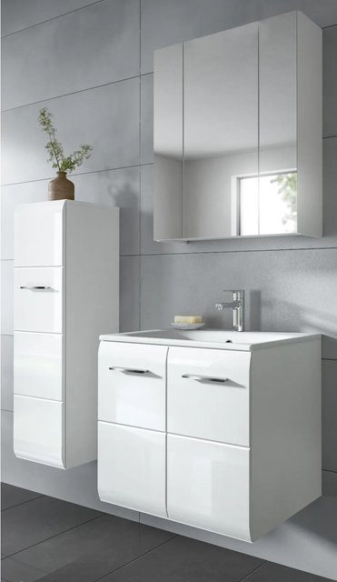 Inn.Furn Badmöbel-Set Cover 3-teilig in Weiß Hochglanz mit LED-Beleuchtung, Breite: 105 cm - Bild 1