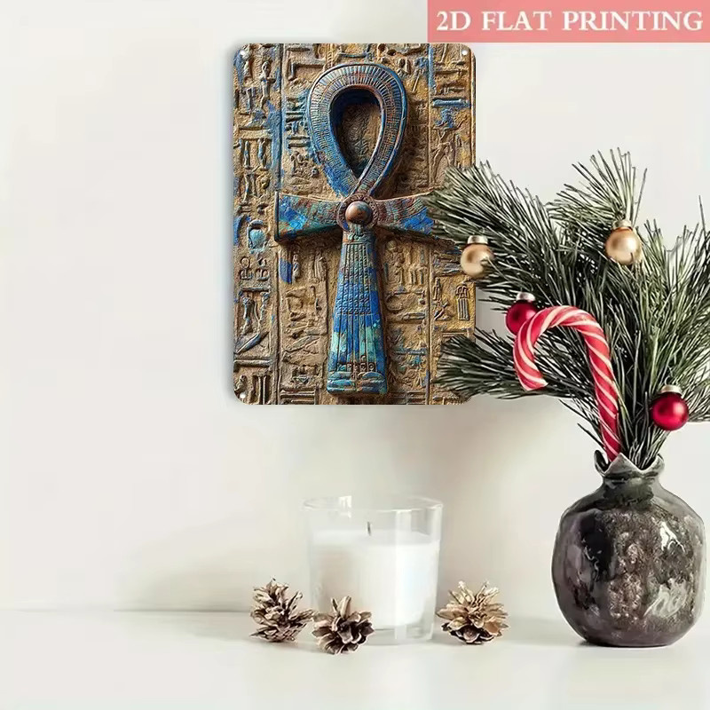 CIFBUY Vintage Ägypten Ankh Metall-Blechschild Wandkunst, B: 20 cm, H: 30 cm, Mehrfarbig - Bild 3