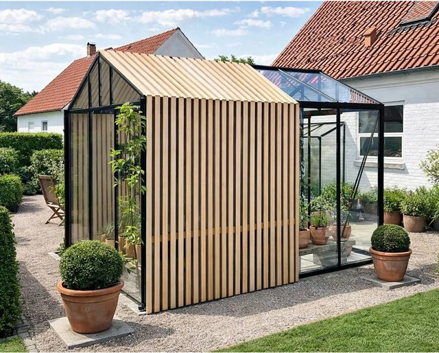Bloomcabin Premium-Qualität Gewächshaus Accoya-Fusion GHCAF3 in Schwarz mit Sicherheitsglas, Aluminium, Accoya-Holz, integrierten Dachfenstern und Belüftungssystem - Bild 1