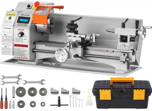 VEVOR Mini Metalldrehmaschine Tischdrehbank mit 800W Leistung und stufenloser Drehzahlregelung von 150-2500 U/min inklusive 3-Backen-Spannfutter und Werkzeugkiste - Bild 1