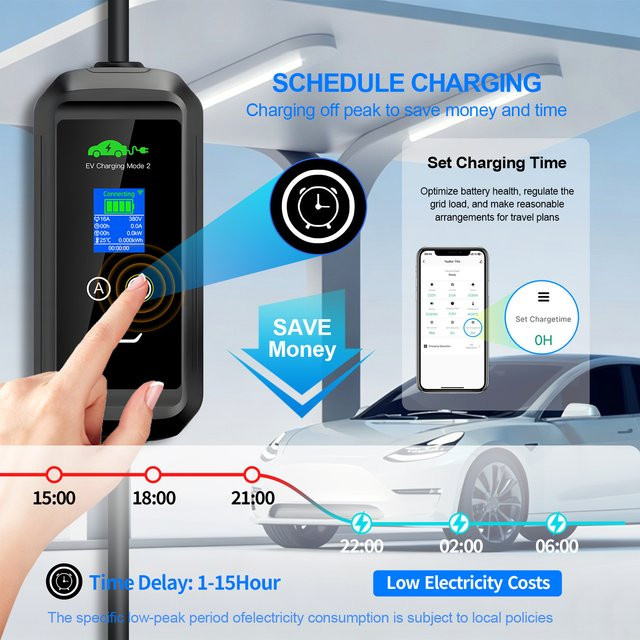 Kolanky EV-Ladegerät Heimladestation mit 11KW, einstellbar 6/8/10/13/16A, WLAN und Bluetooth via Tuya App, EU IEC 62169 Stecker, Schwarz, Kabellänge: 10 m - Bild 1